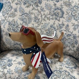 Patriotic Dachshund Figurine with Sunglasses and Scarf